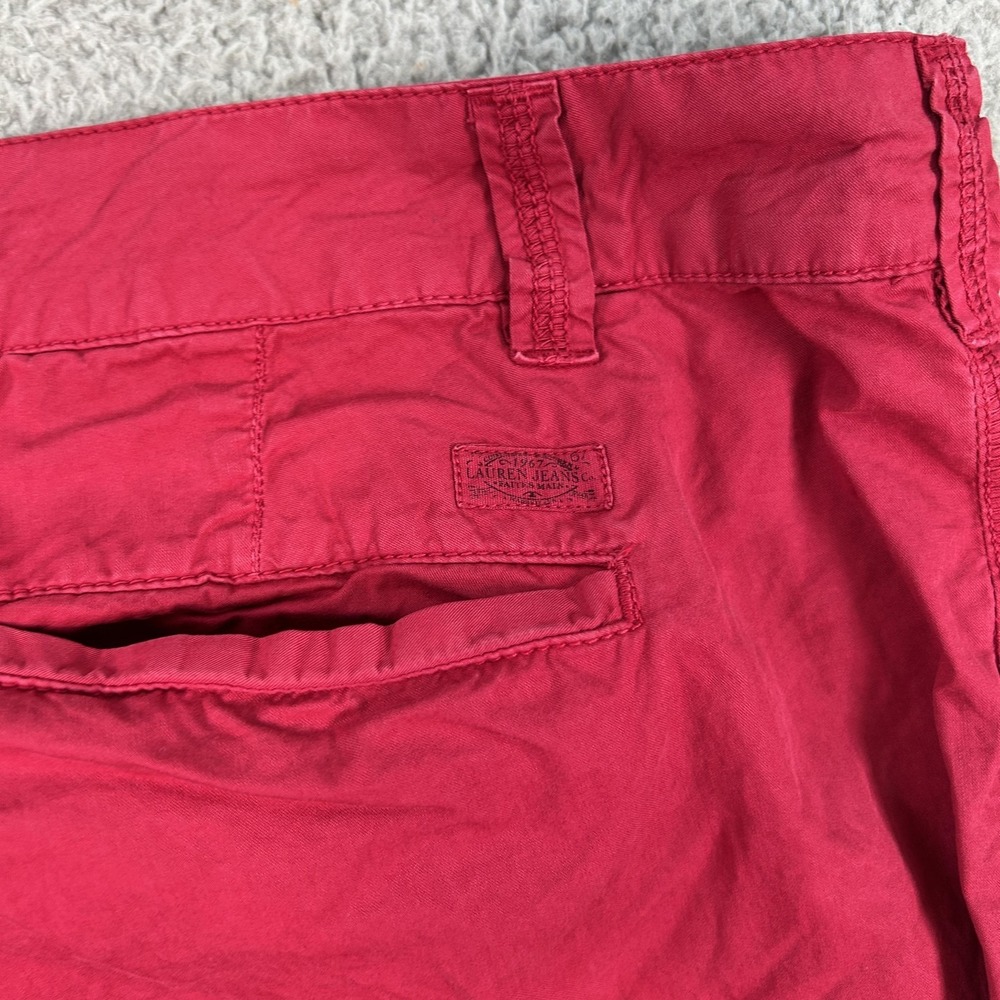 Lauren Ralph Lauren Pants Womens 12 Red Straight Leg Casual 100% Cotton Pockets - Picture 15 of 15